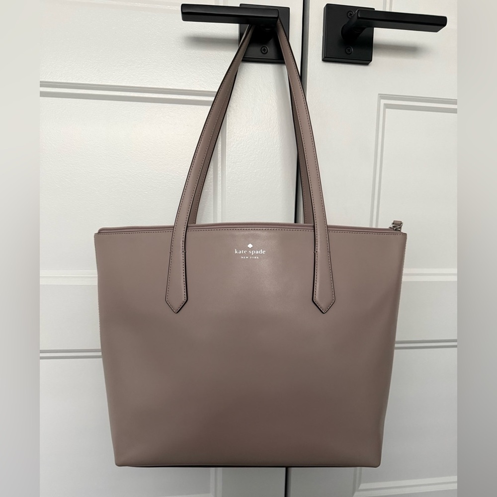 kate spade mauve taupe leather tote